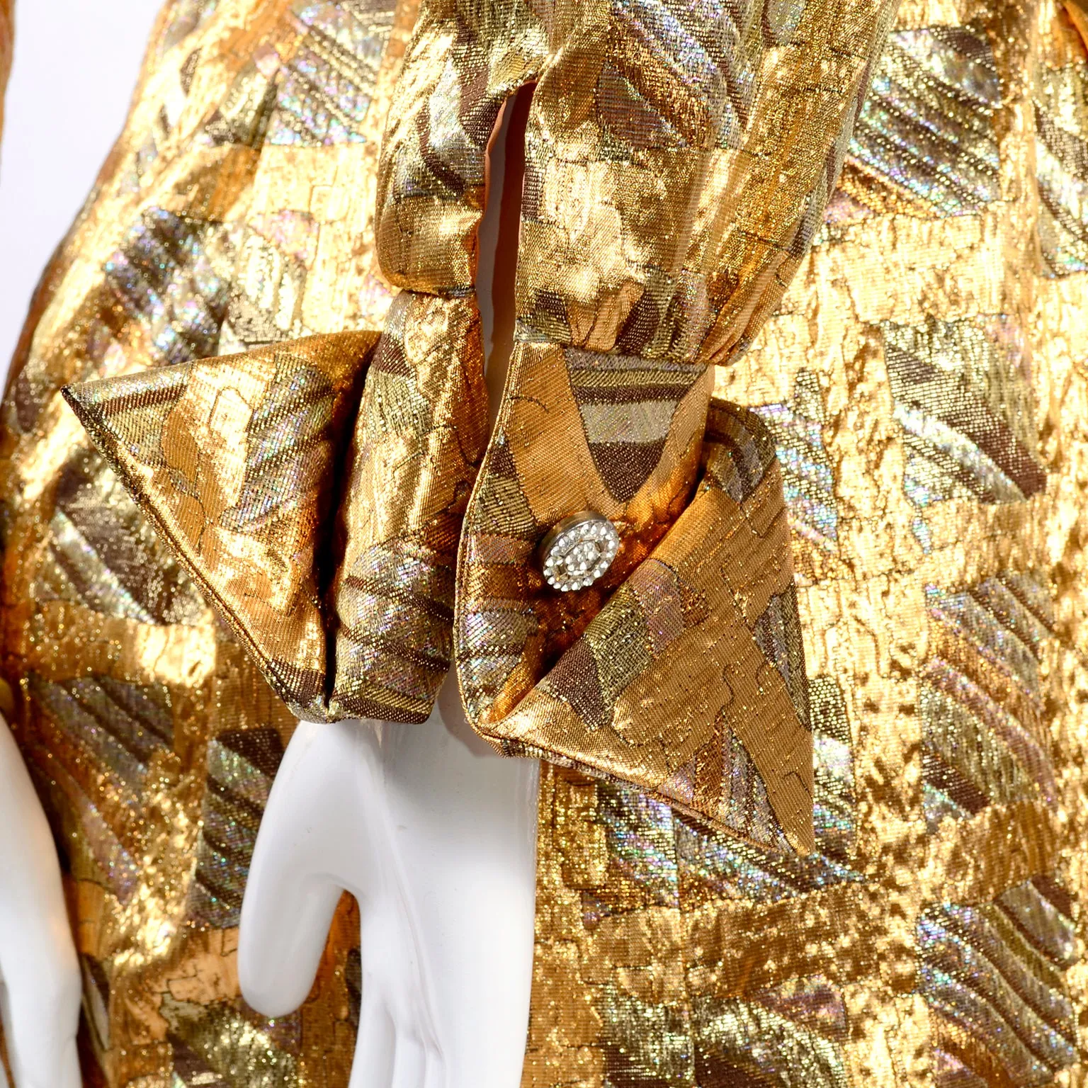 1970's Dynasty Gold and Silver Metallic Vintage Dress With Belt