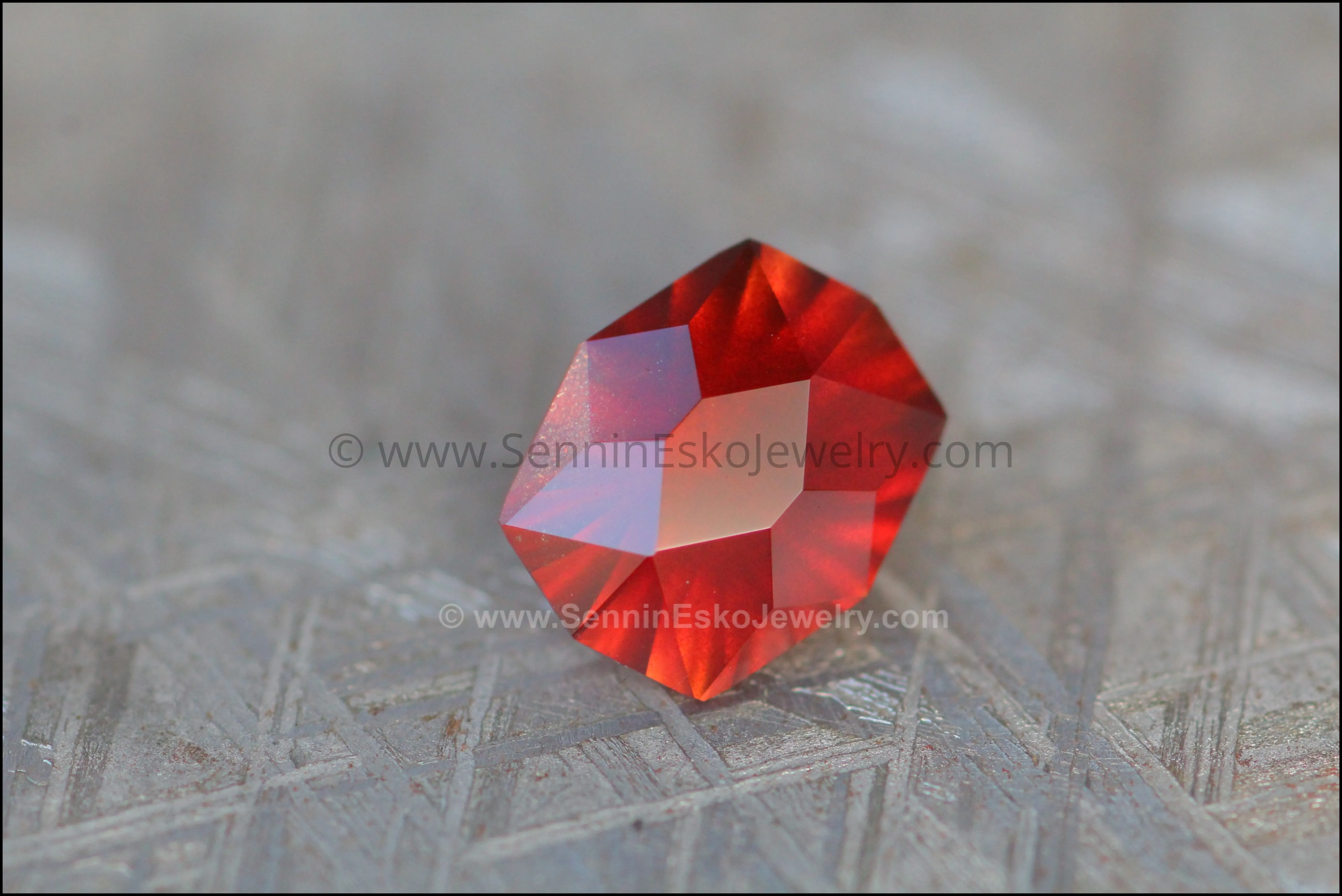 2.5ct Velvety Orange & Red Sapphire - 8.8x7.3mm - Fantasy Cut