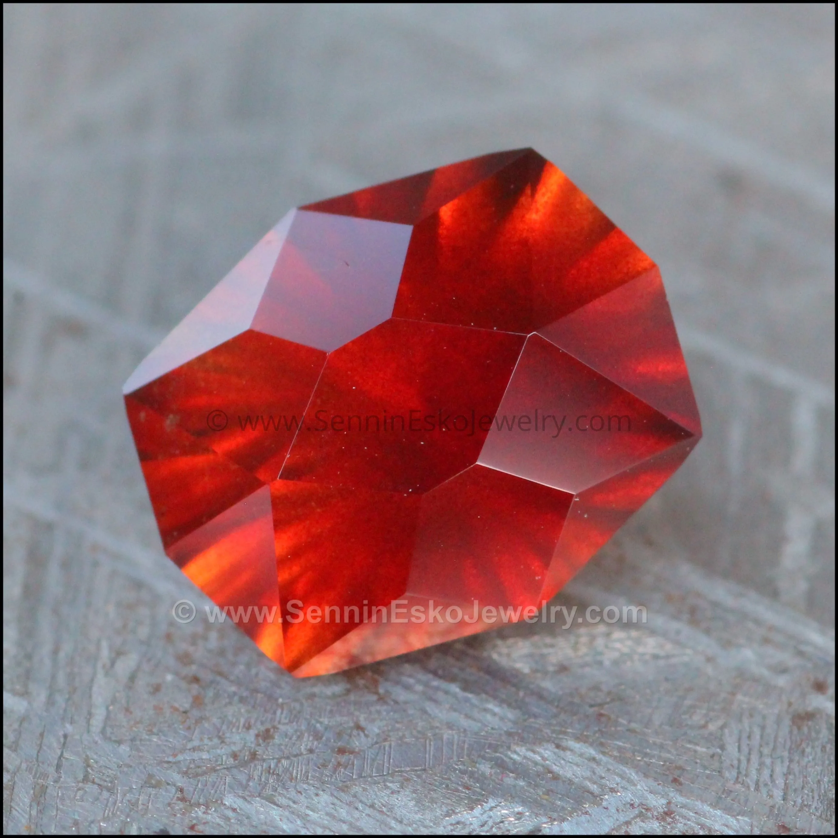 2.5ct Velvety Orange & Red Sapphire - 8.8x7.3mm - Fantasy Cut