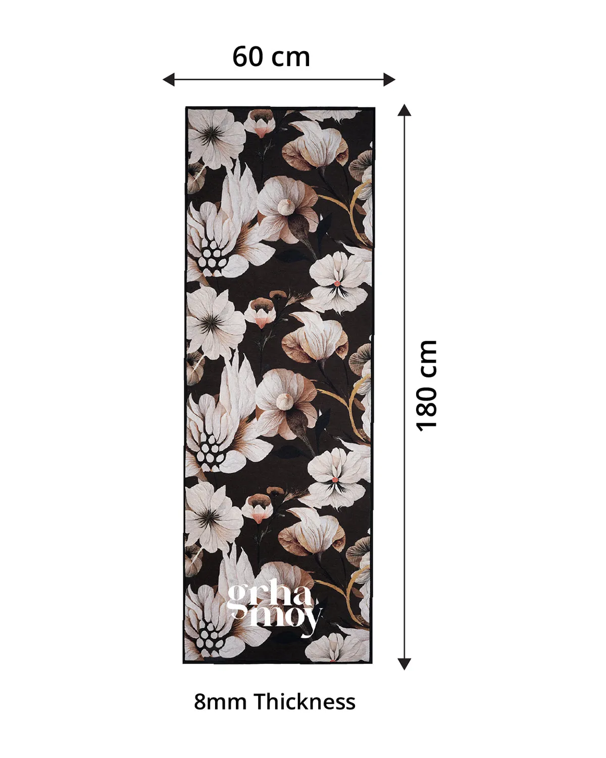 8mm Brown Floral Yoga Mat Online | Grhamoy