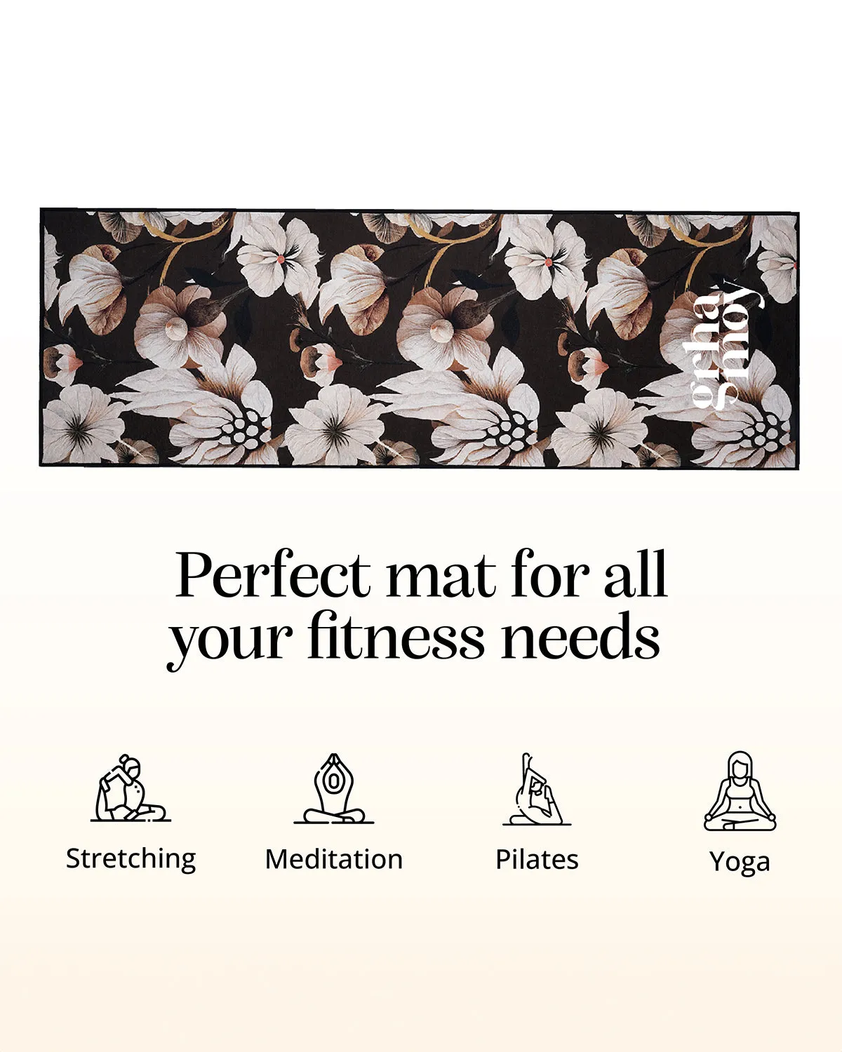 8mm Brown Floral Yoga Mat Online | Grhamoy