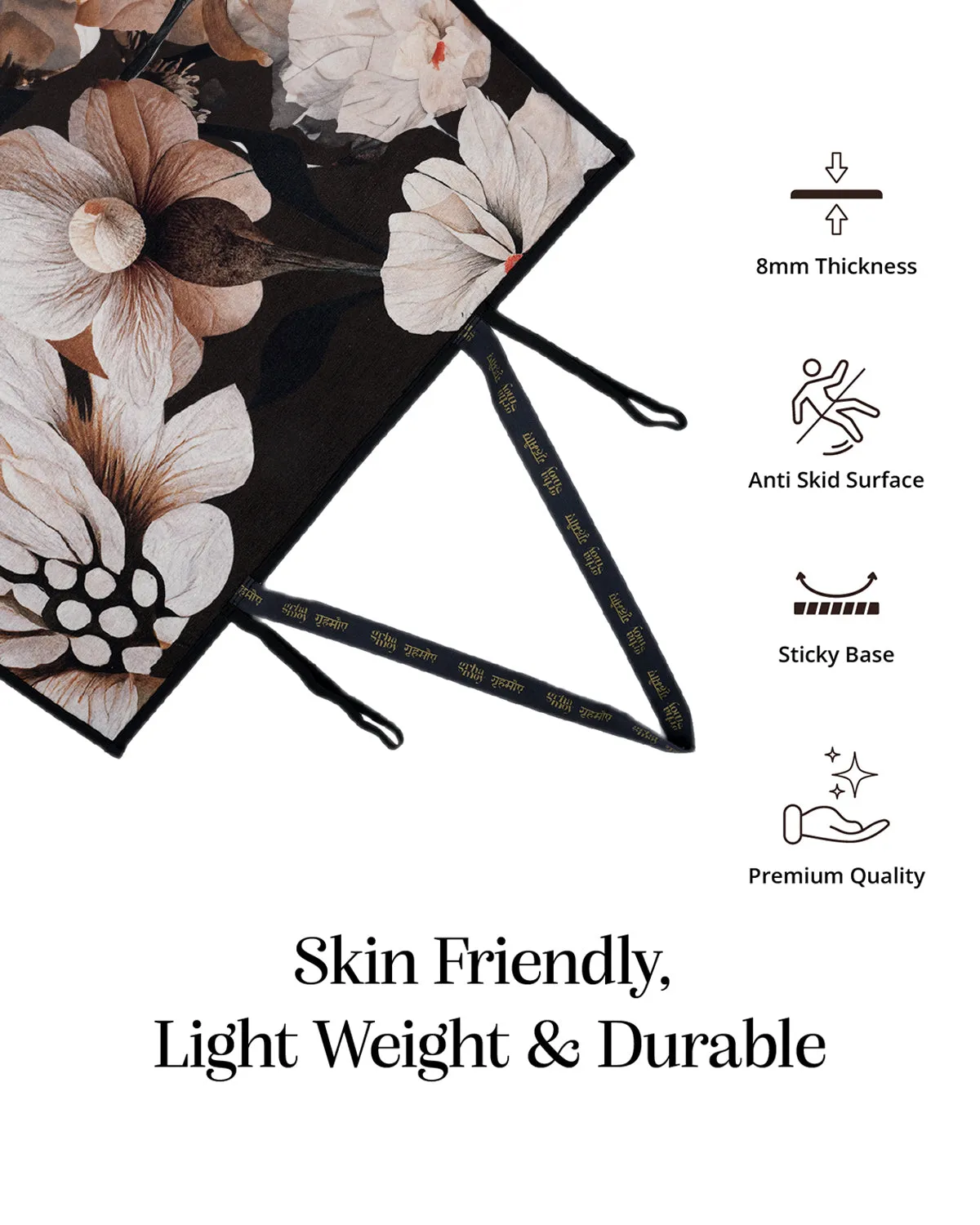 8mm Brown Floral Yoga Mat Online | Grhamoy