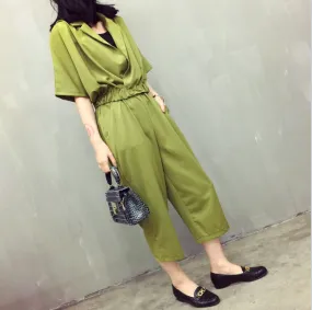 Abbey Silky Two Piece Jumpsuit-Khaki