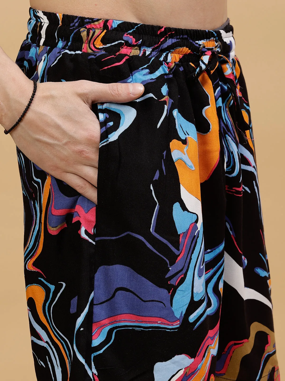 Abstract Print Slim Fit Rayon Co-ords