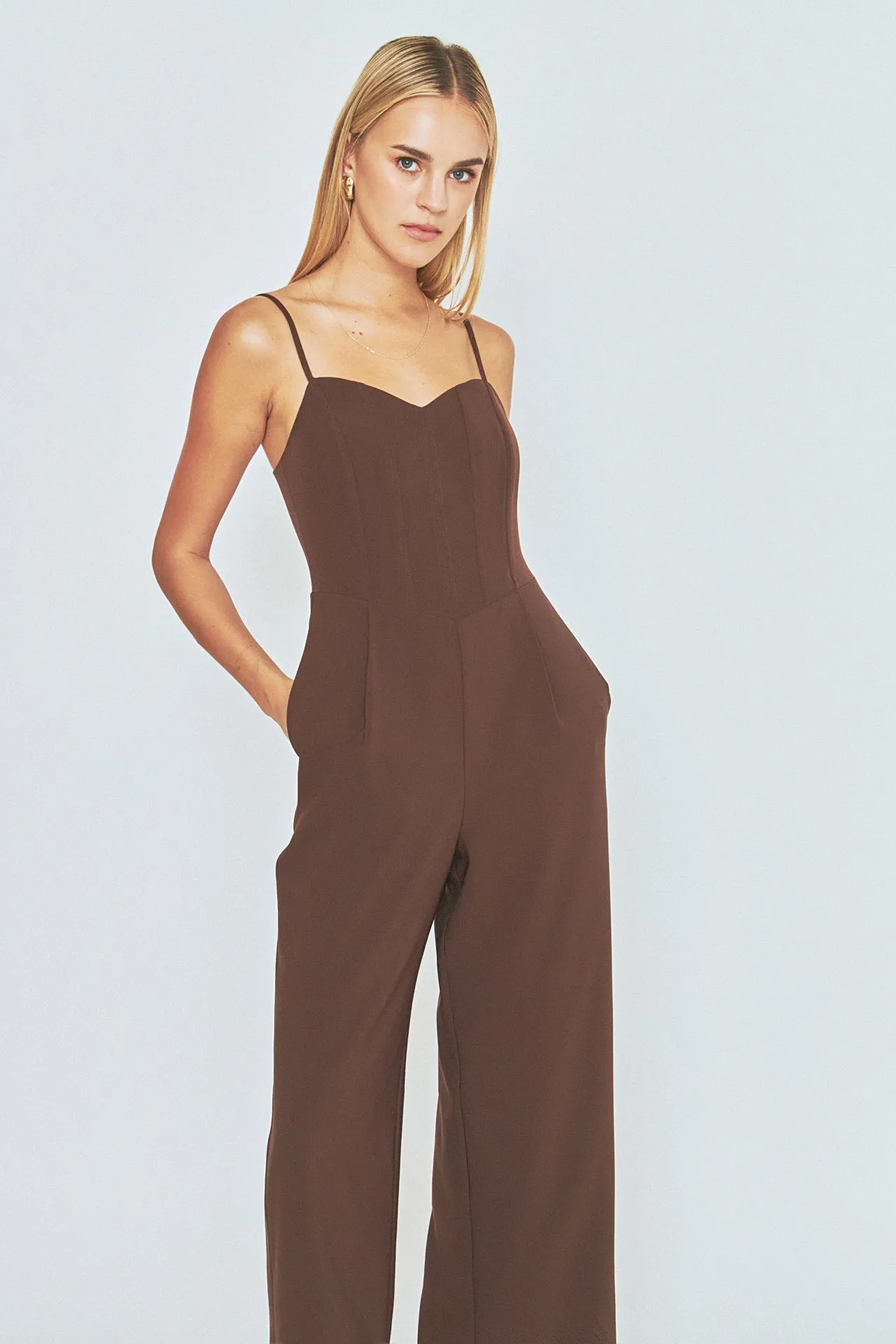 Adjustable Bustier Wide Leg Jumpsuit