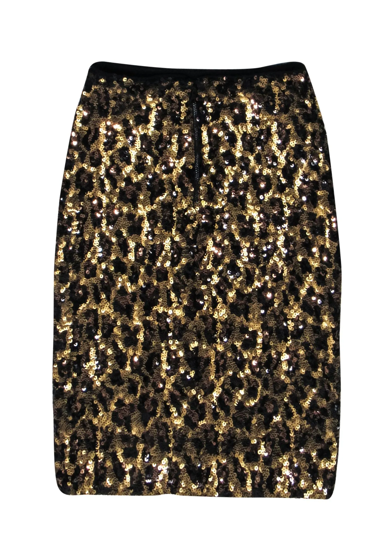 Alice & Olivia - Gold & Black Leopard Pattern Sequin Skirt Sz 0