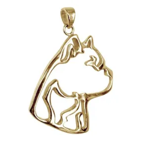 American Staffordshire Terrier 14K Gold Cut Out Pendant