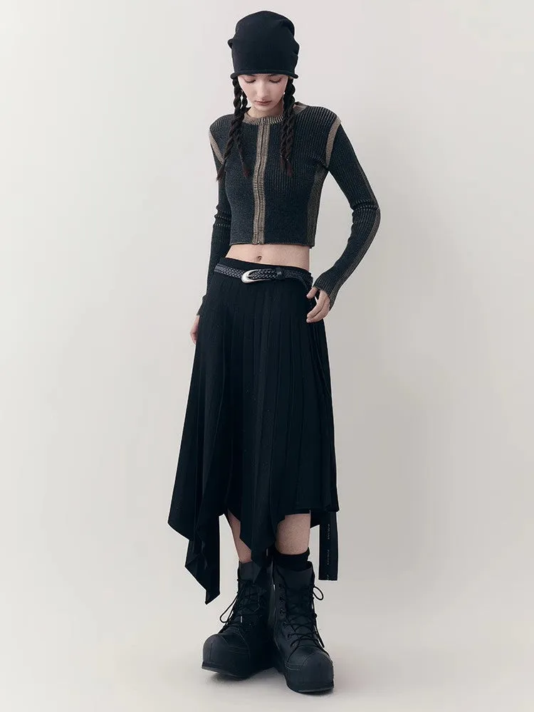 Asymmetry Long Plain Hem Long-Skirt