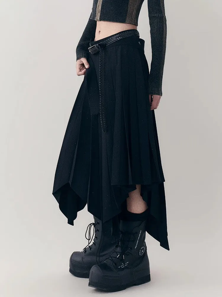 Asymmetry Long Plain Hem Long-Skirt