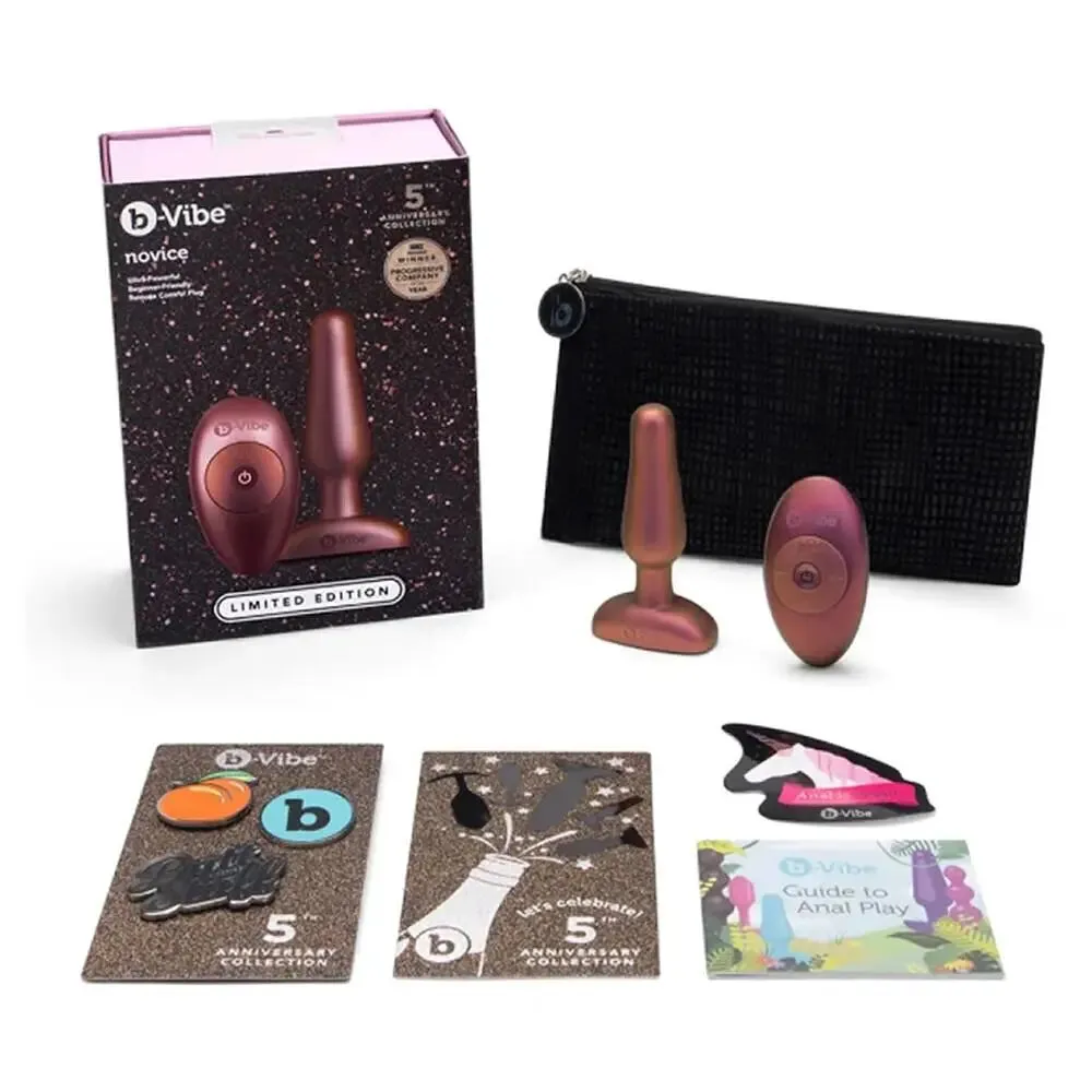 B-vibe Silicone Purple Rechargeable Butt Plug with Remote