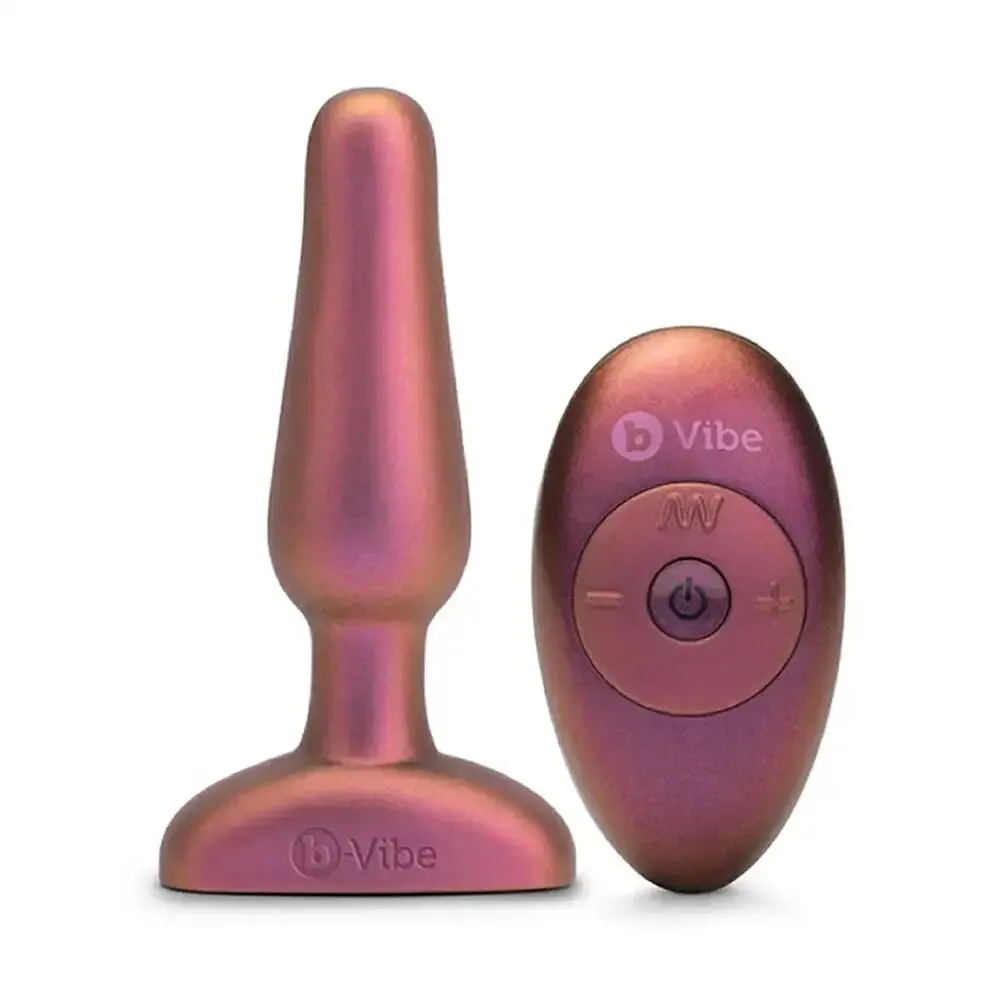 B-vibe Silicone Purple Rechargeable Butt Plug with Remote