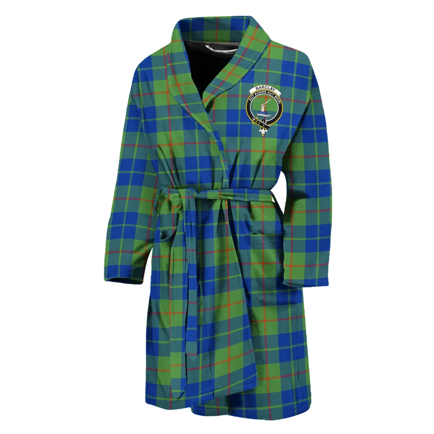 Barclay Hunting Ancient Tartan Bathrobe with Family Crest