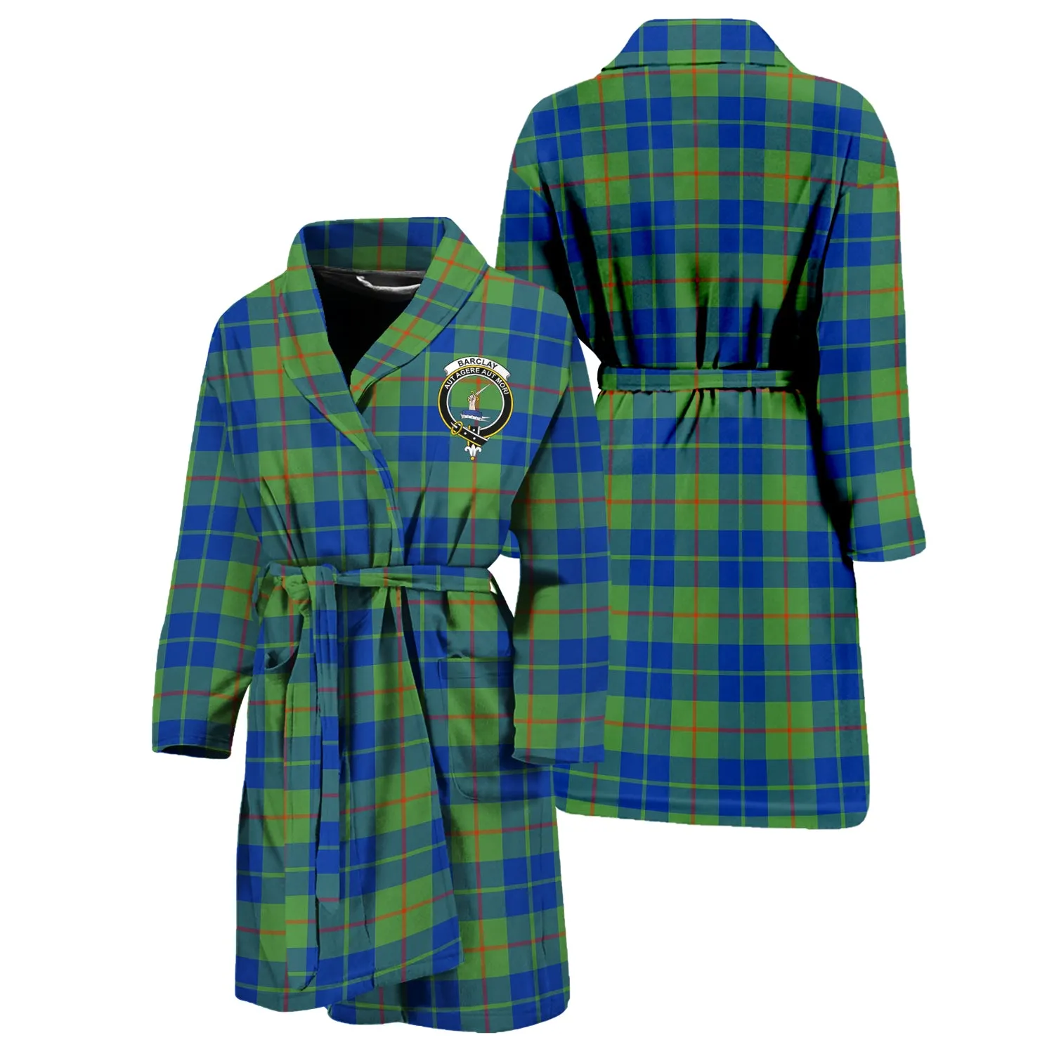 Barclay Hunting Ancient Tartan Bathrobe with Family Crest