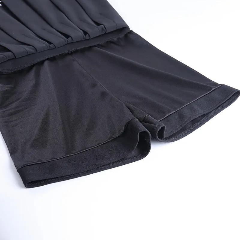 Black Cross Pleated Skirt