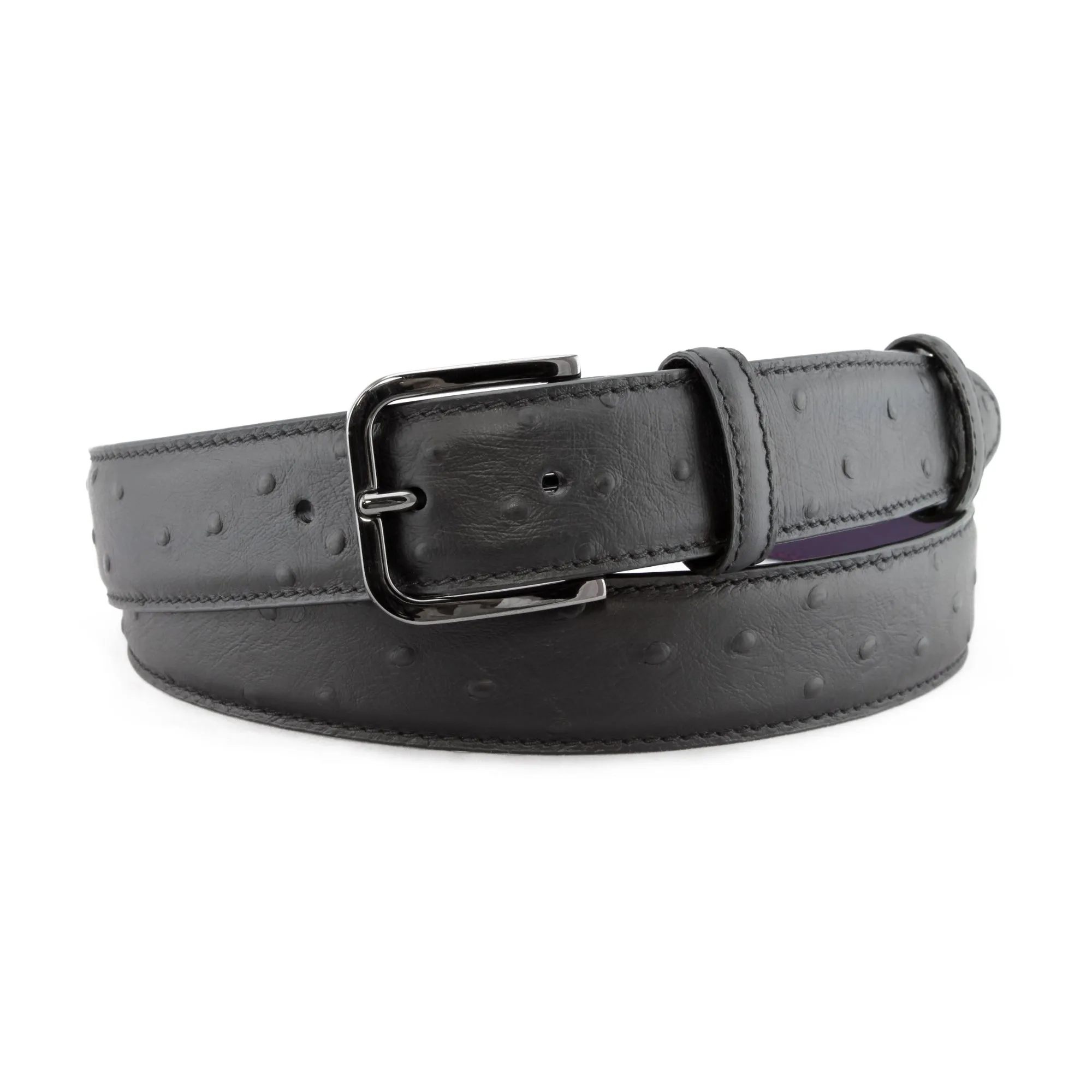 Black mock ostrich quill belt