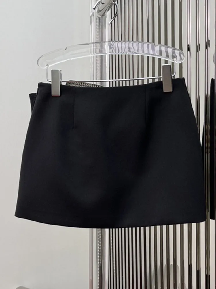 Black Skirt with Large Diamond Embellished Buckle