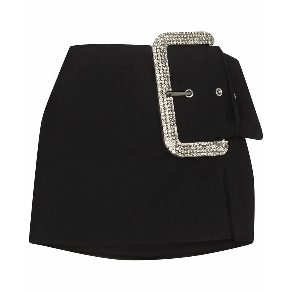 Black Skirt with Large Diamond Embellished Buckle