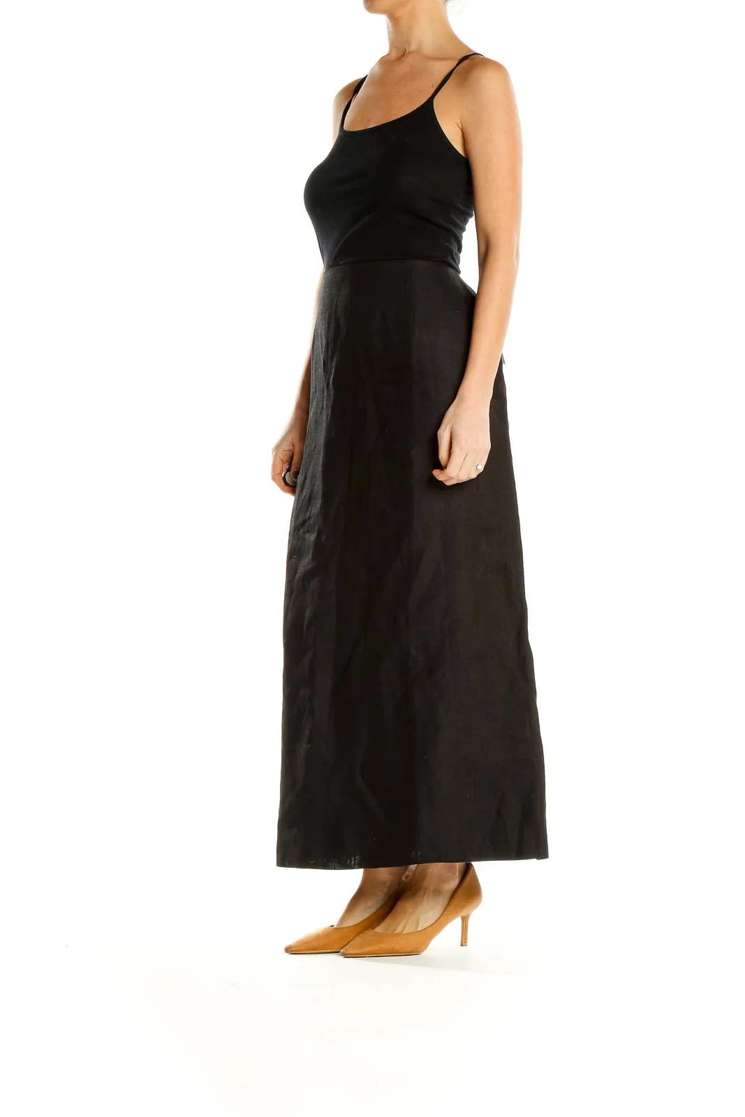 Black Textured Maxi Skirt