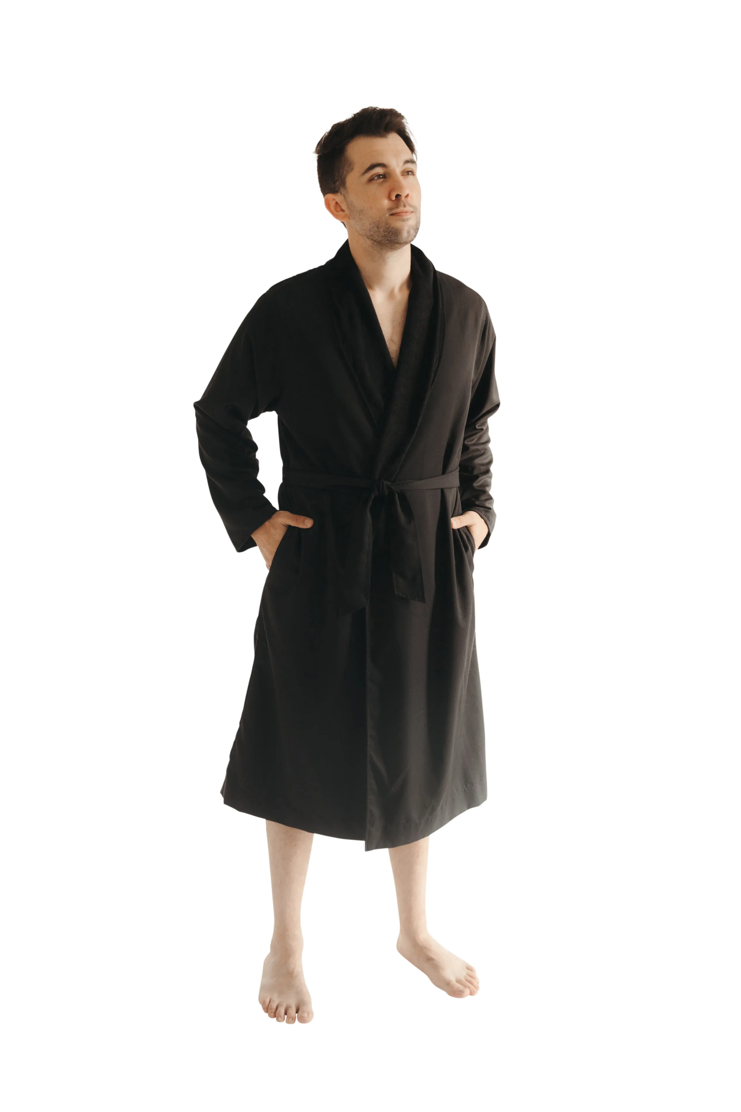 Black Twill Double Layer Robe