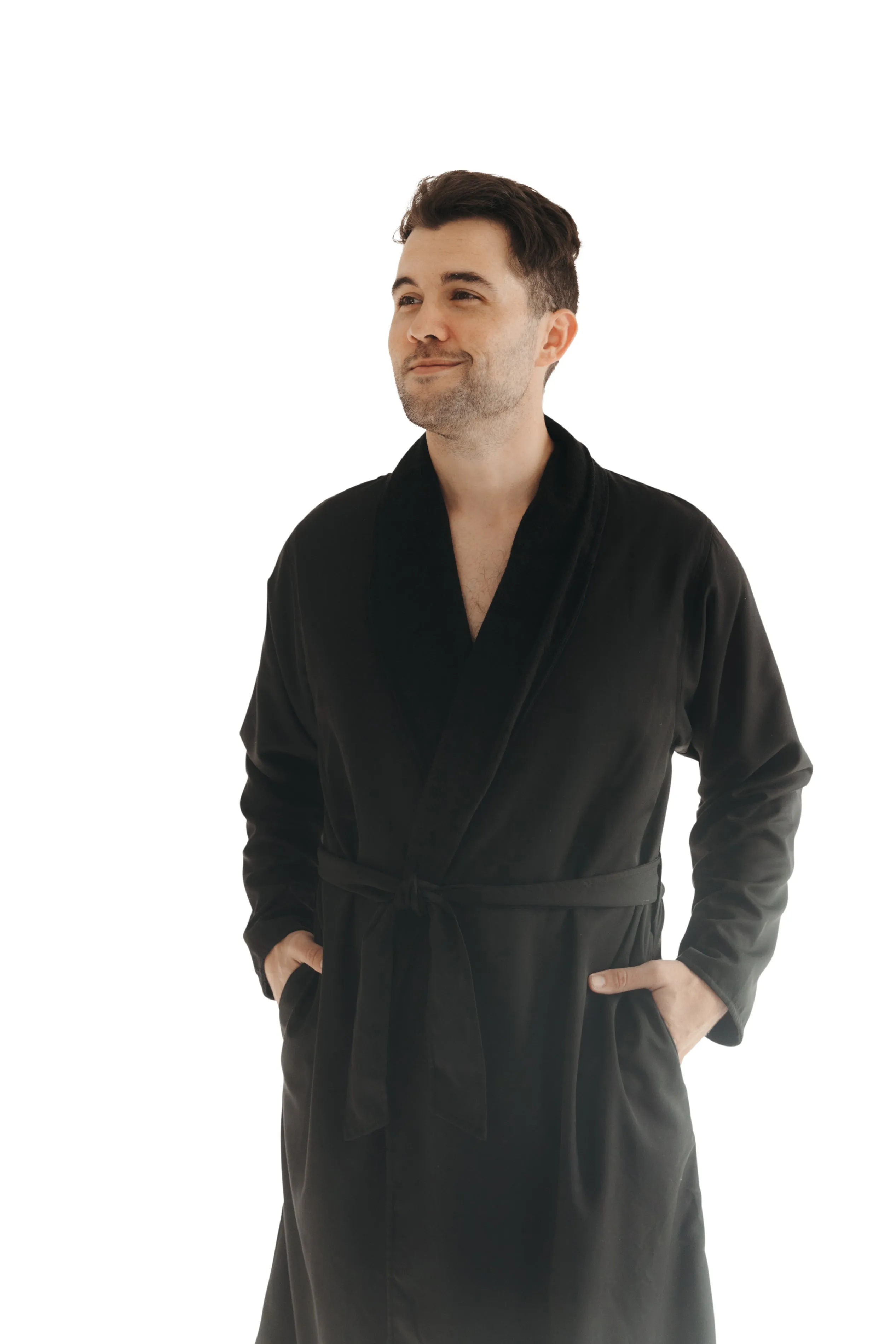 Black Twill Double Layer Robe