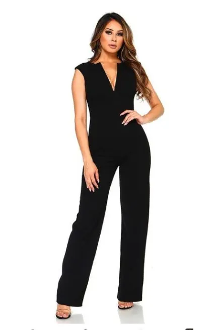 Black V-Neck Jumpsuit