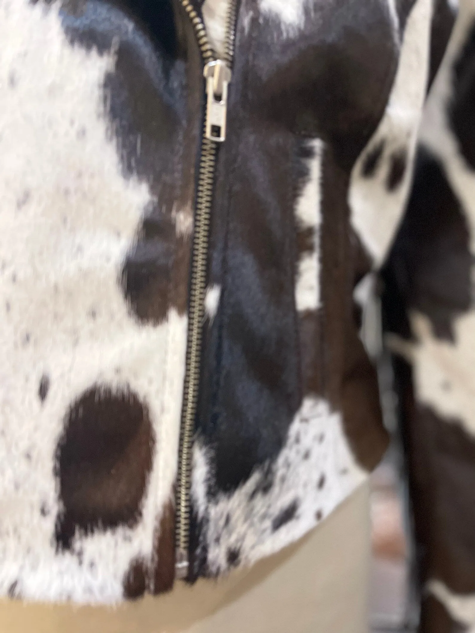 Black White Cowhide Fur Jacket