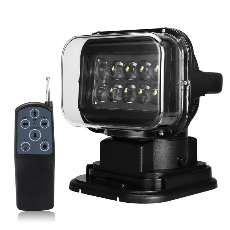 Black/White High Power 50W 360° LED Search Spotlight Remote Controlled Work Light