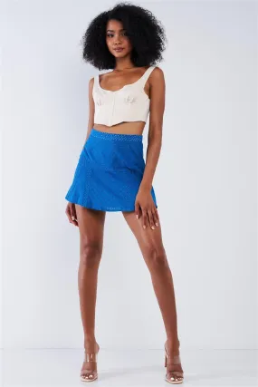 Blue Crochet High Waisted Lined Mini Skirt /1-2-2-1