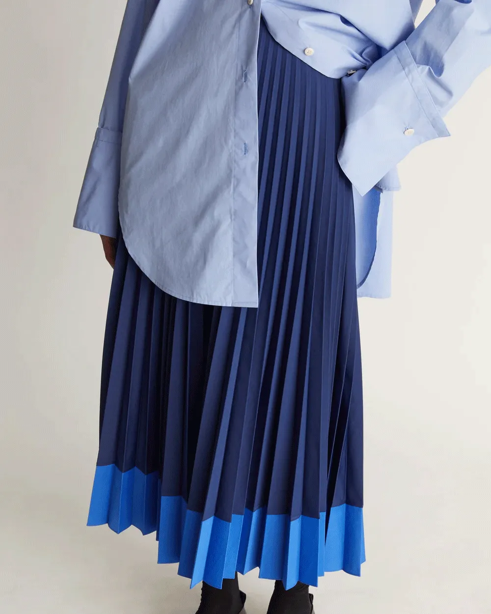 Blue Peyton Pleated Skirt