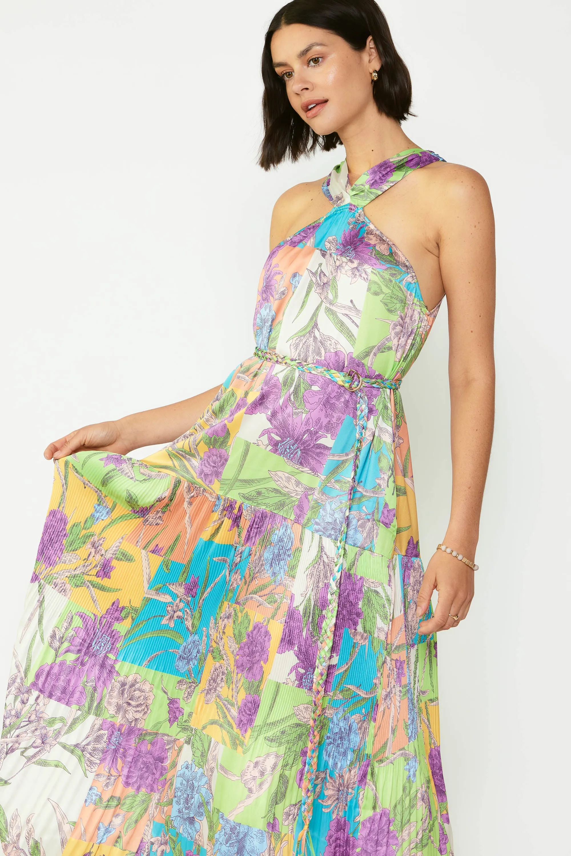 Botanical Color Block Midi Dress