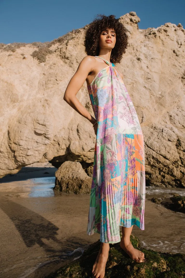 Botanical Color Block Midi Dress