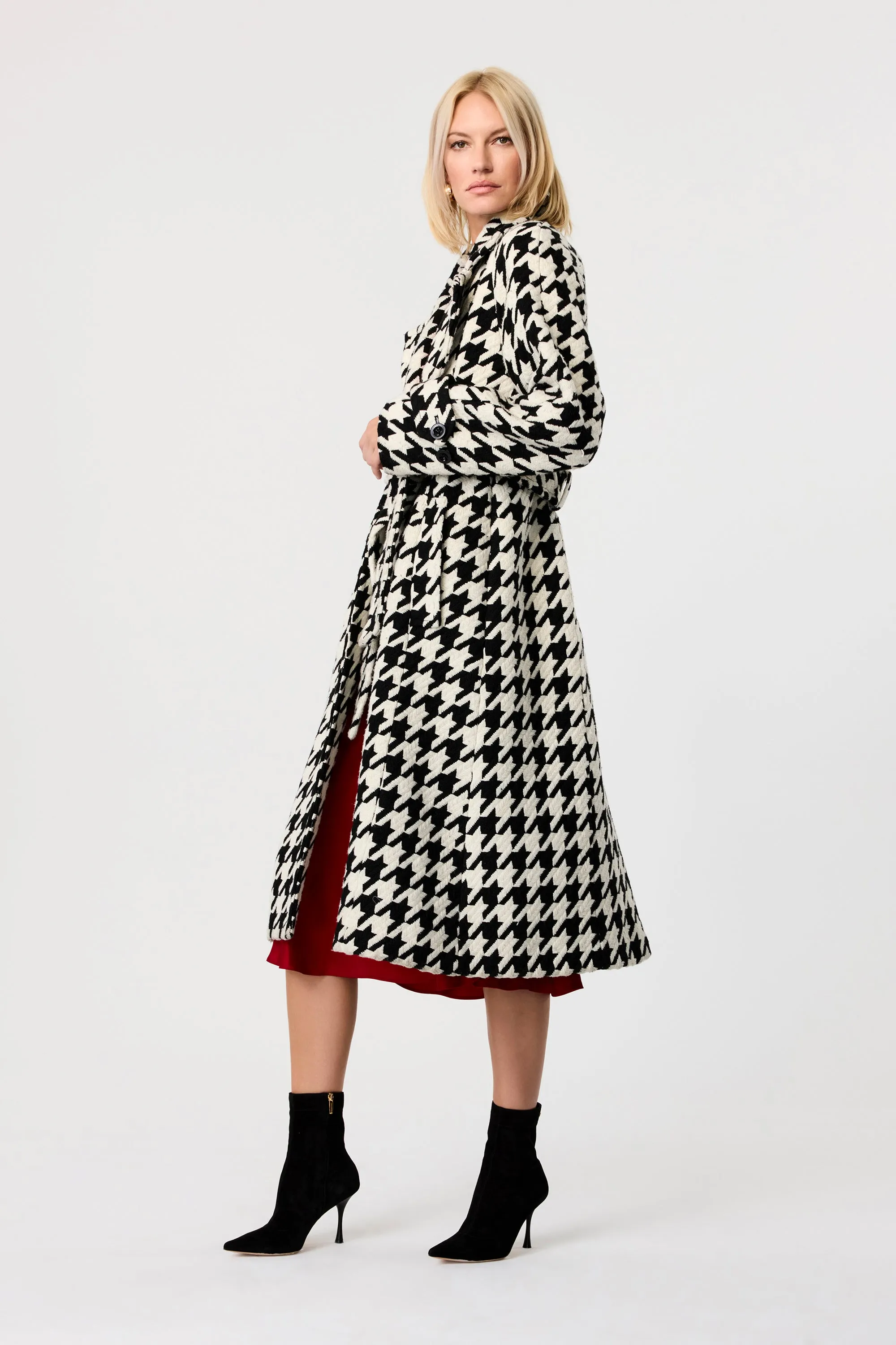 Brandy Houndstooth Coat