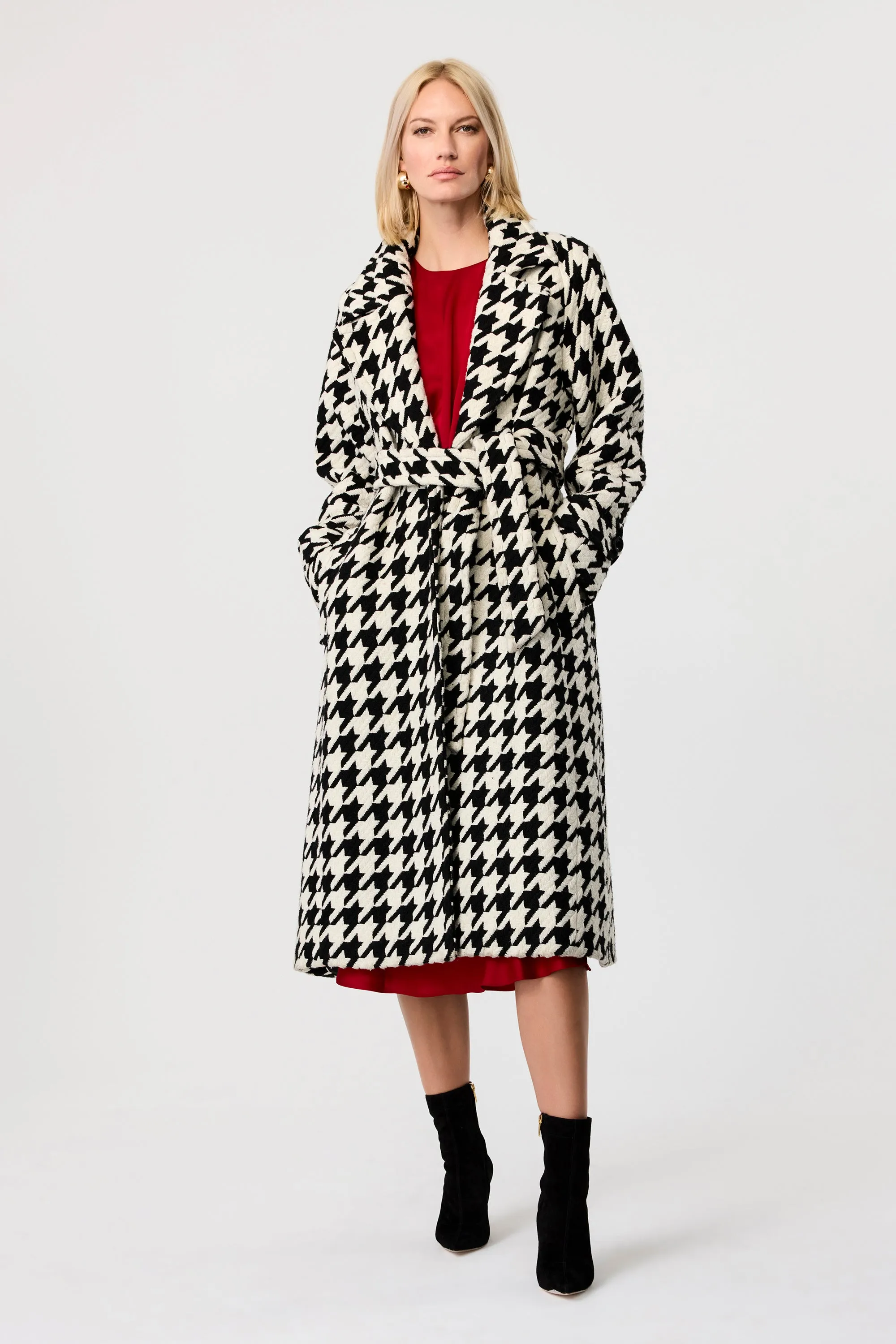 Brandy Houndstooth Coat