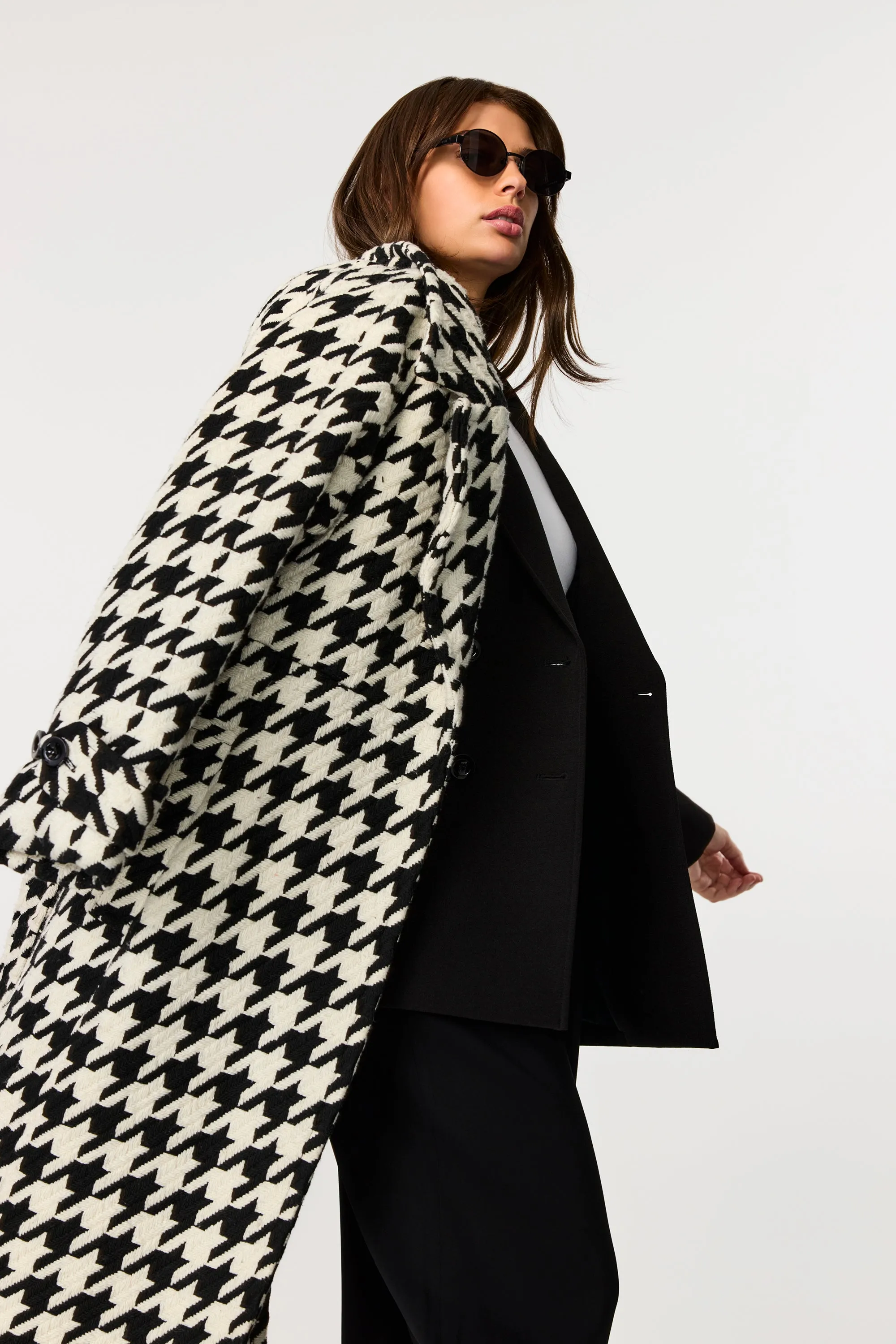 Brandy Houndstooth Coat