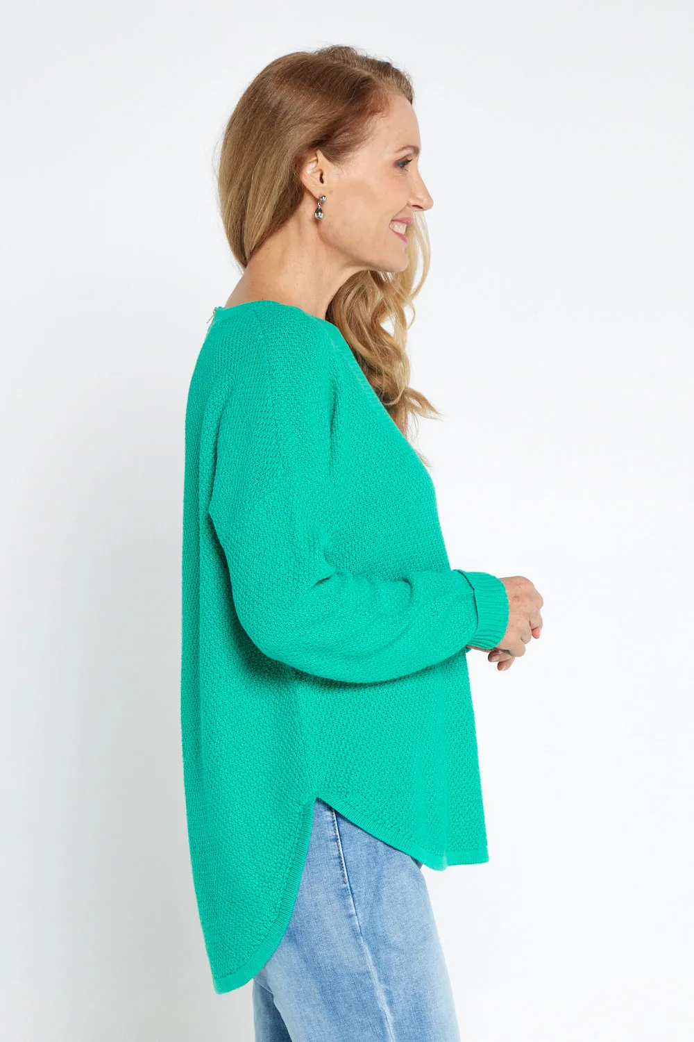 Brenda Waffle Knit - Jade Green