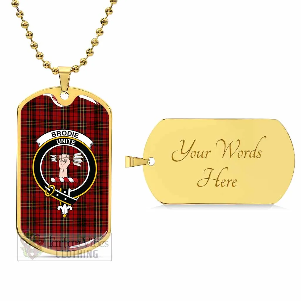 Brodie Tartan Dog Tag Necklace with Family Crest