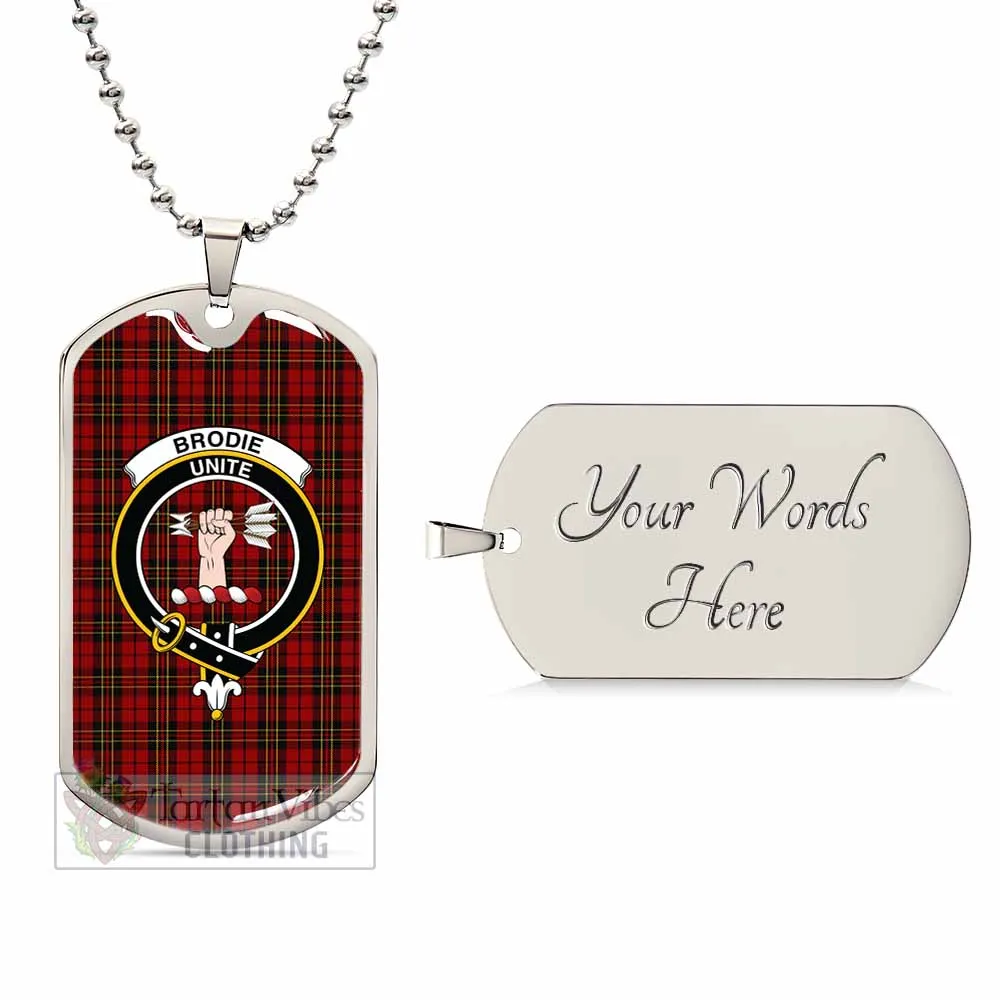 Brodie Tartan Dog Tag Necklace with Family Crest