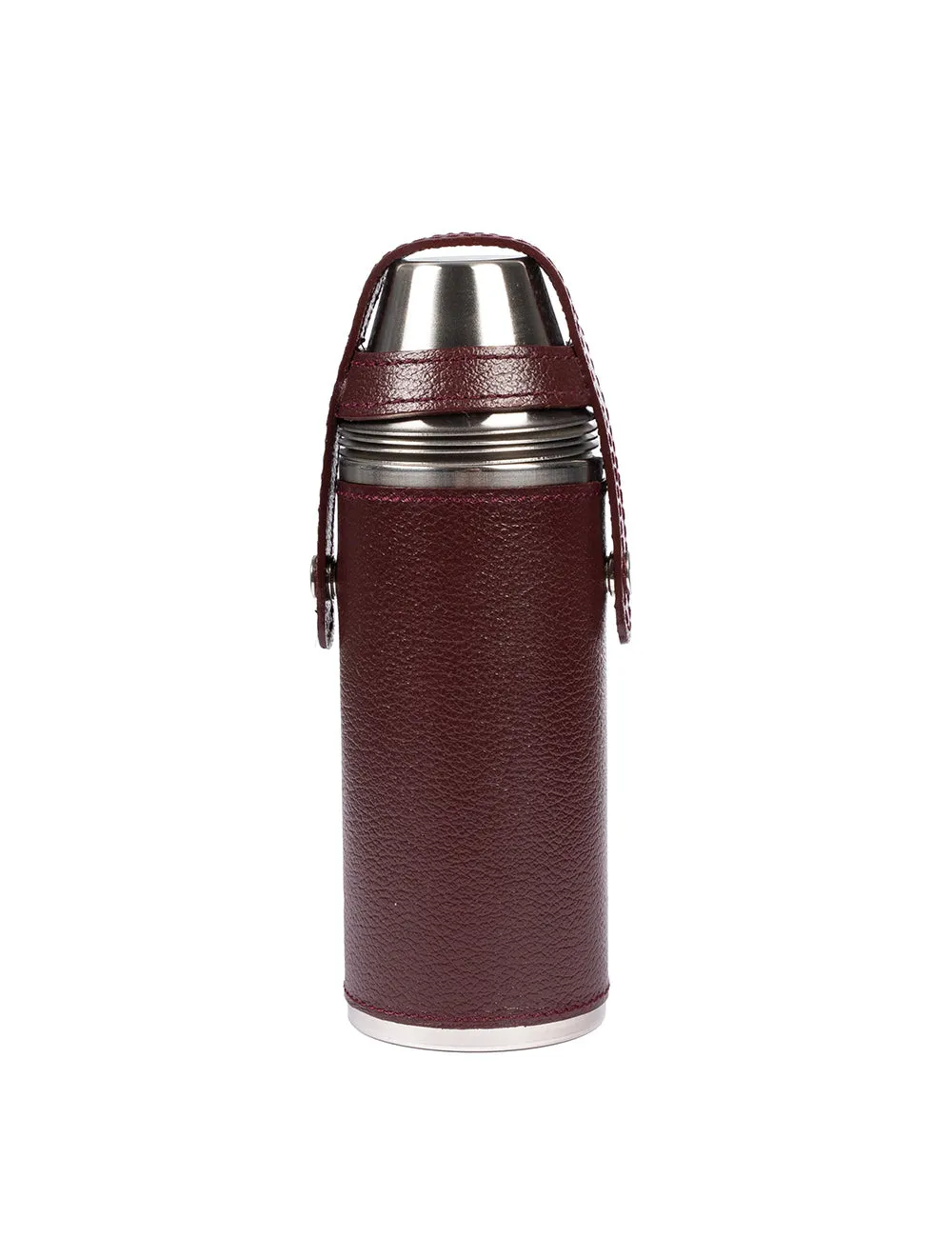 Capra 8oz Hunter Flask With 4 Cups Bordeaux