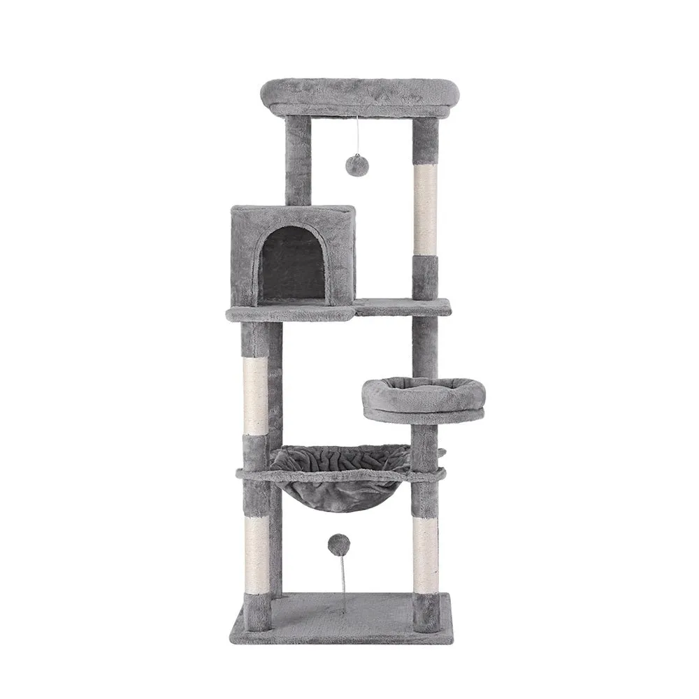 Cat Tree Tower Scratching Post Scratcher 143cm Condo House Trees - Grey