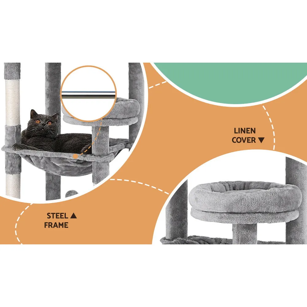 Cat Tree Tower Scratching Post Scratcher 143cm Condo House Trees - Grey