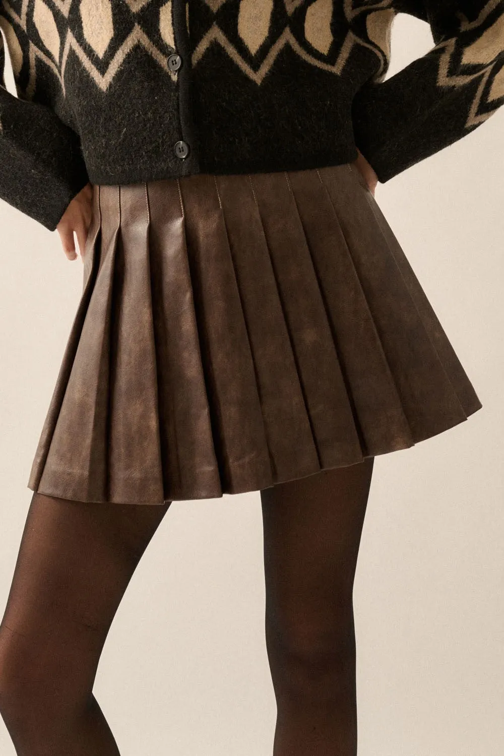 Celeste Faux Leather Pleated Skirt