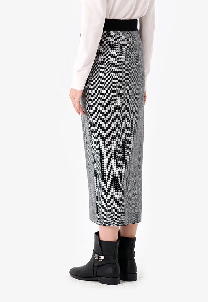 Choice Patterned Pencil Skirt Offwhite