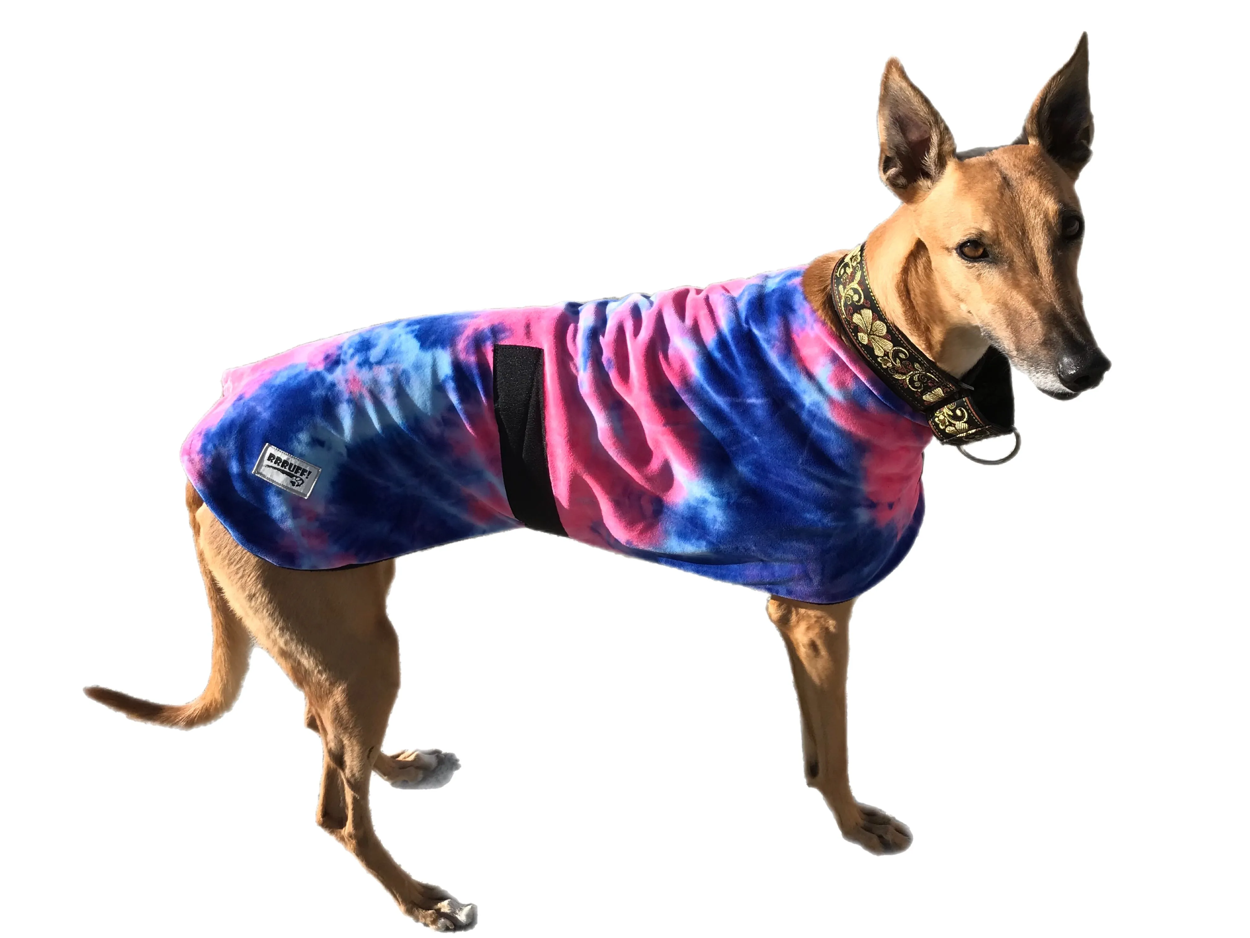 Classic style Greyhound coat in ‘opal’ minky & polar fleece combo washable