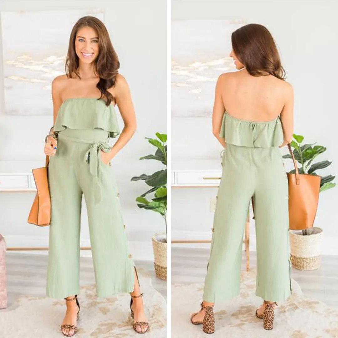 Contact My People Jumpsuit, Light Olive