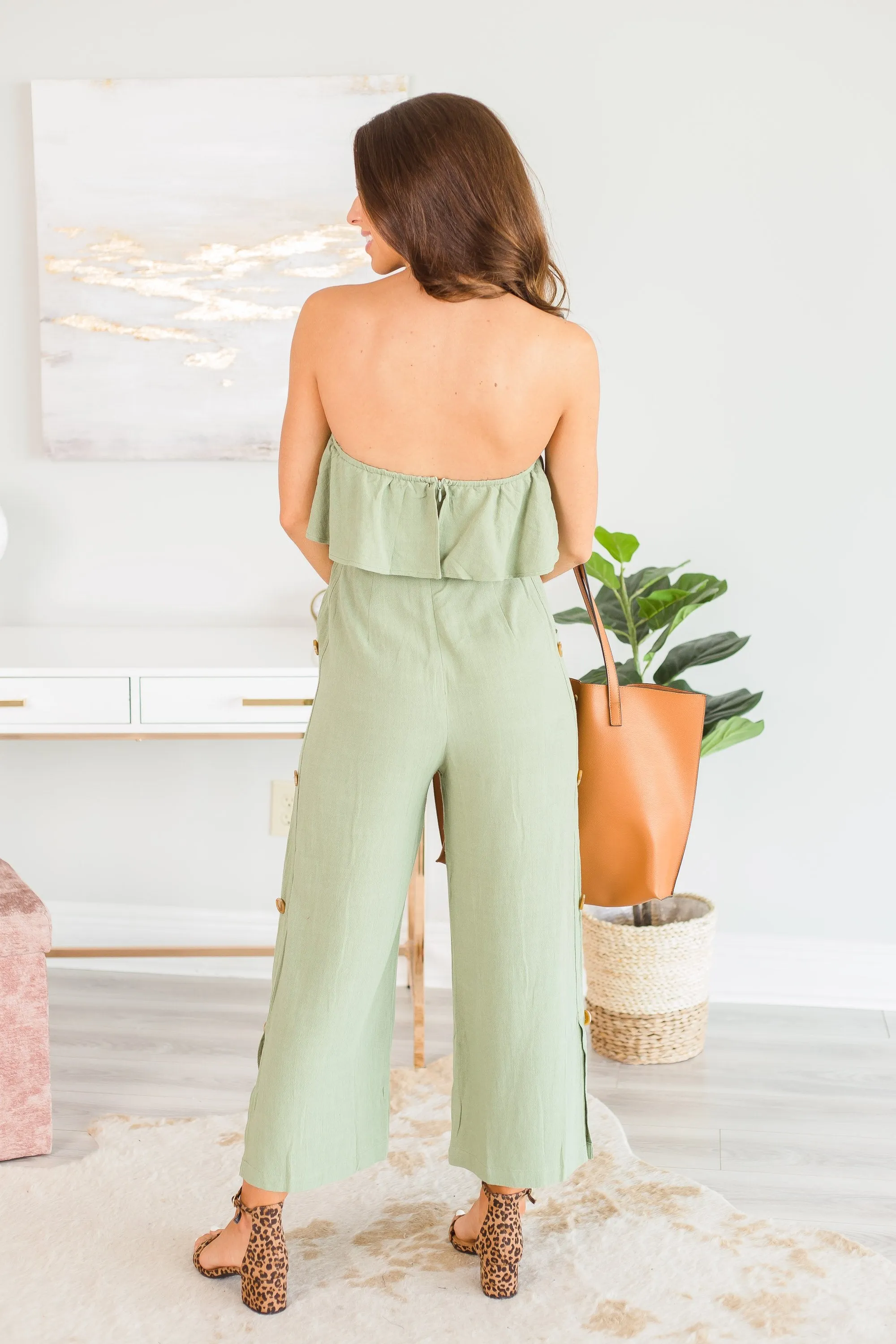 Contact My People Jumpsuit, Light Olive