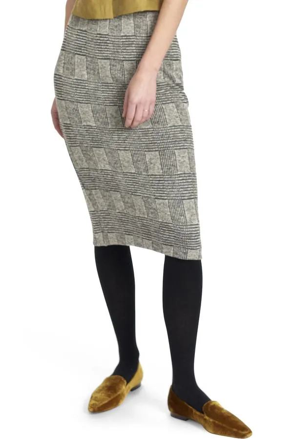 COREY LYNN CALTER ZOLA PENCIL SKIRT - PLAID KNIT HEATHER