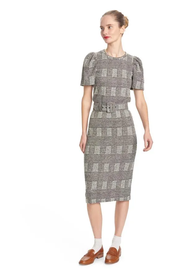 COREY LYNN CALTER ZOLA PENCIL SKIRT - PLAID KNIT HEATHER