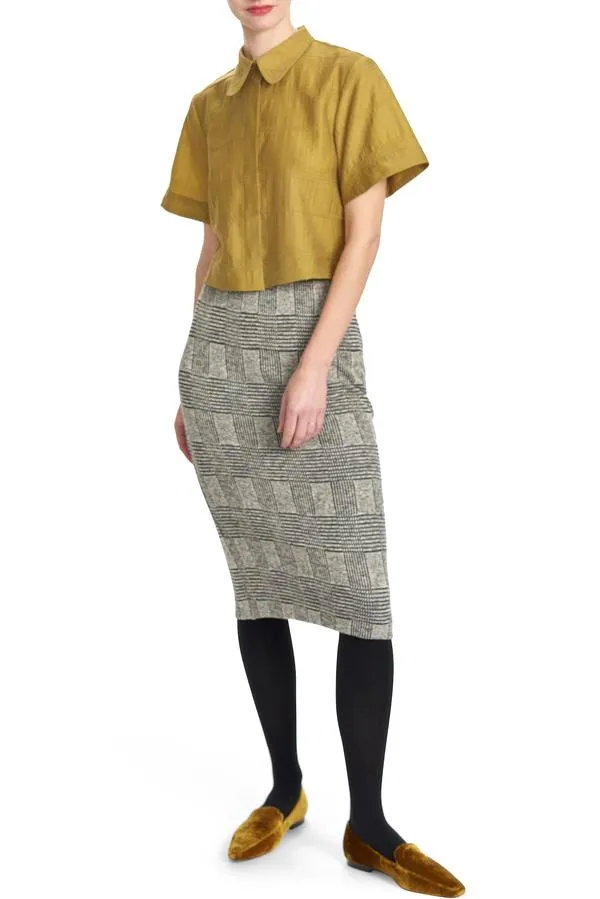 COREY LYNN CALTER ZOLA PENCIL SKIRT - PLAID KNIT HEATHER