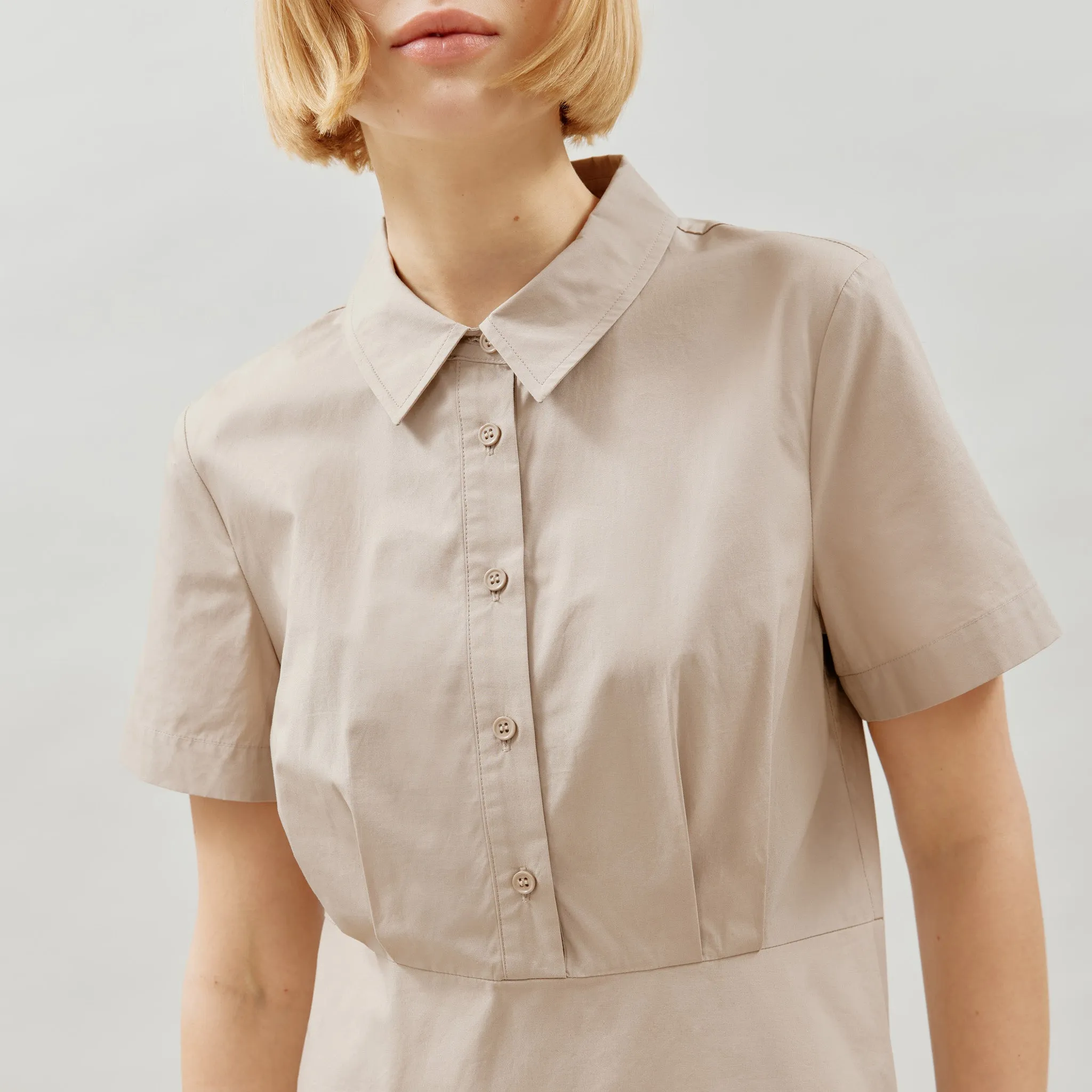 Cotton Box Pleat Shirt Dress