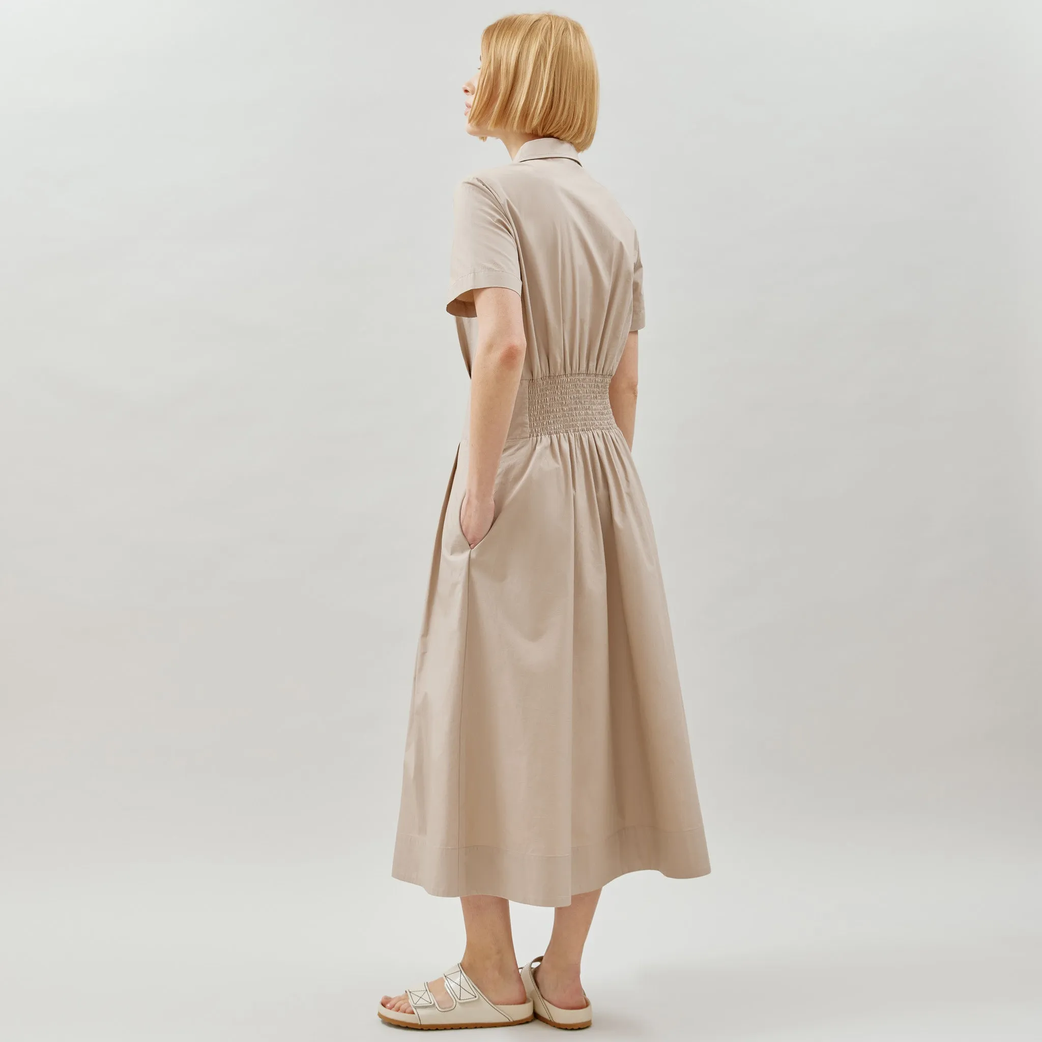 Cotton Box Pleat Shirt Dress